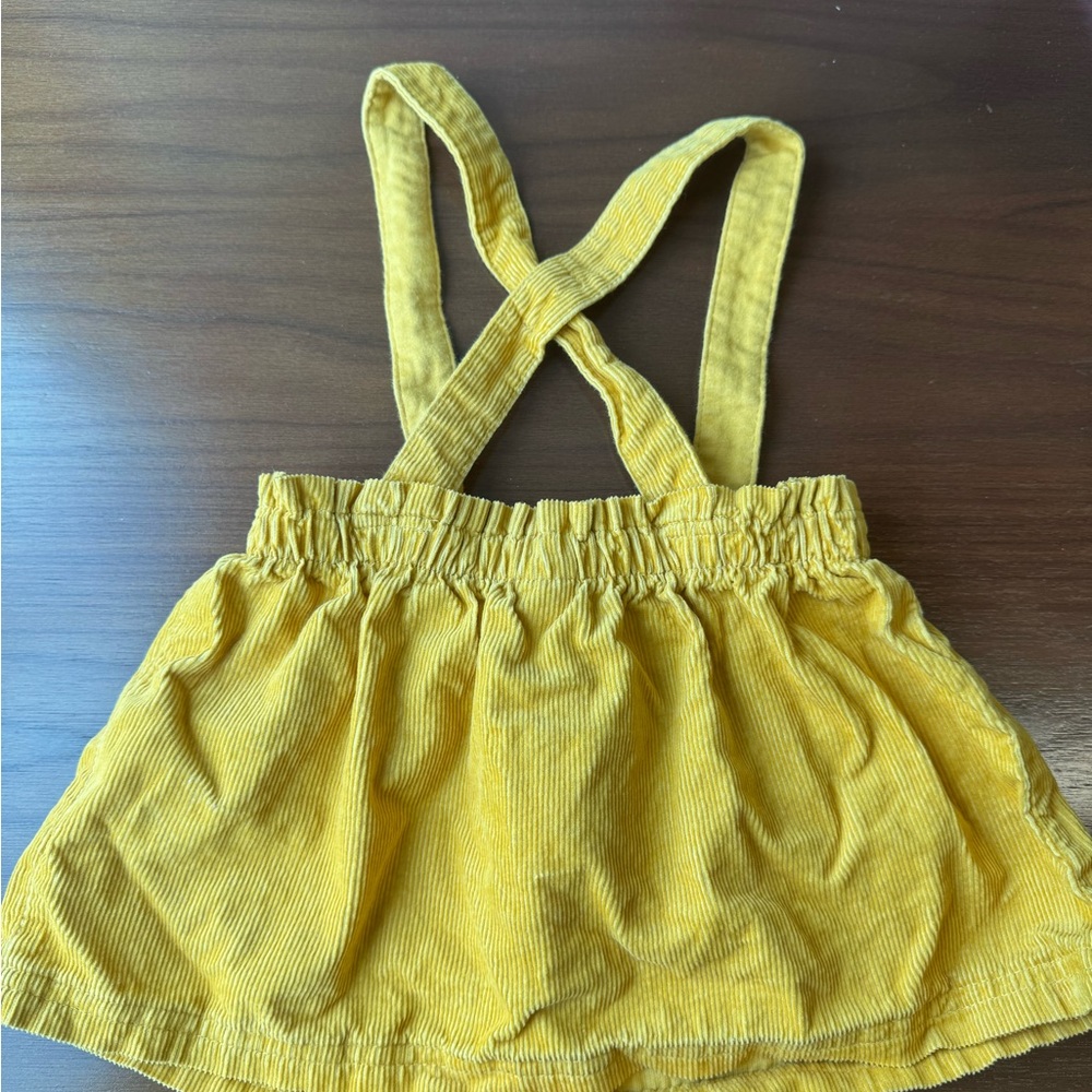 Yellow Corduroy Suspender Skirt